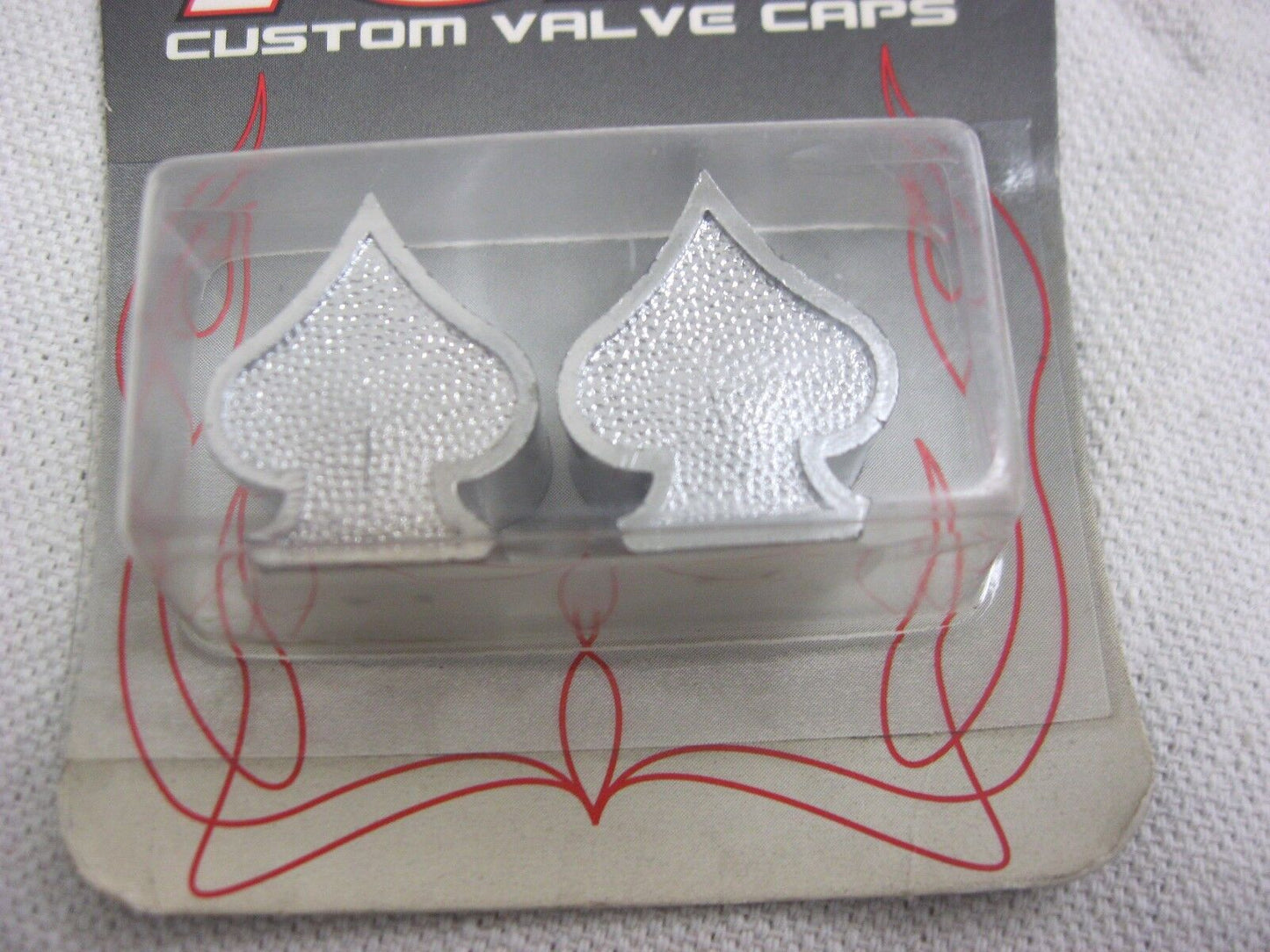 TRIK TOPZ CUSTOM SPADE DESIGN MOTORCYCLE CAR TRUCK WHEEL VALVE STEM CAPS 2 PACK