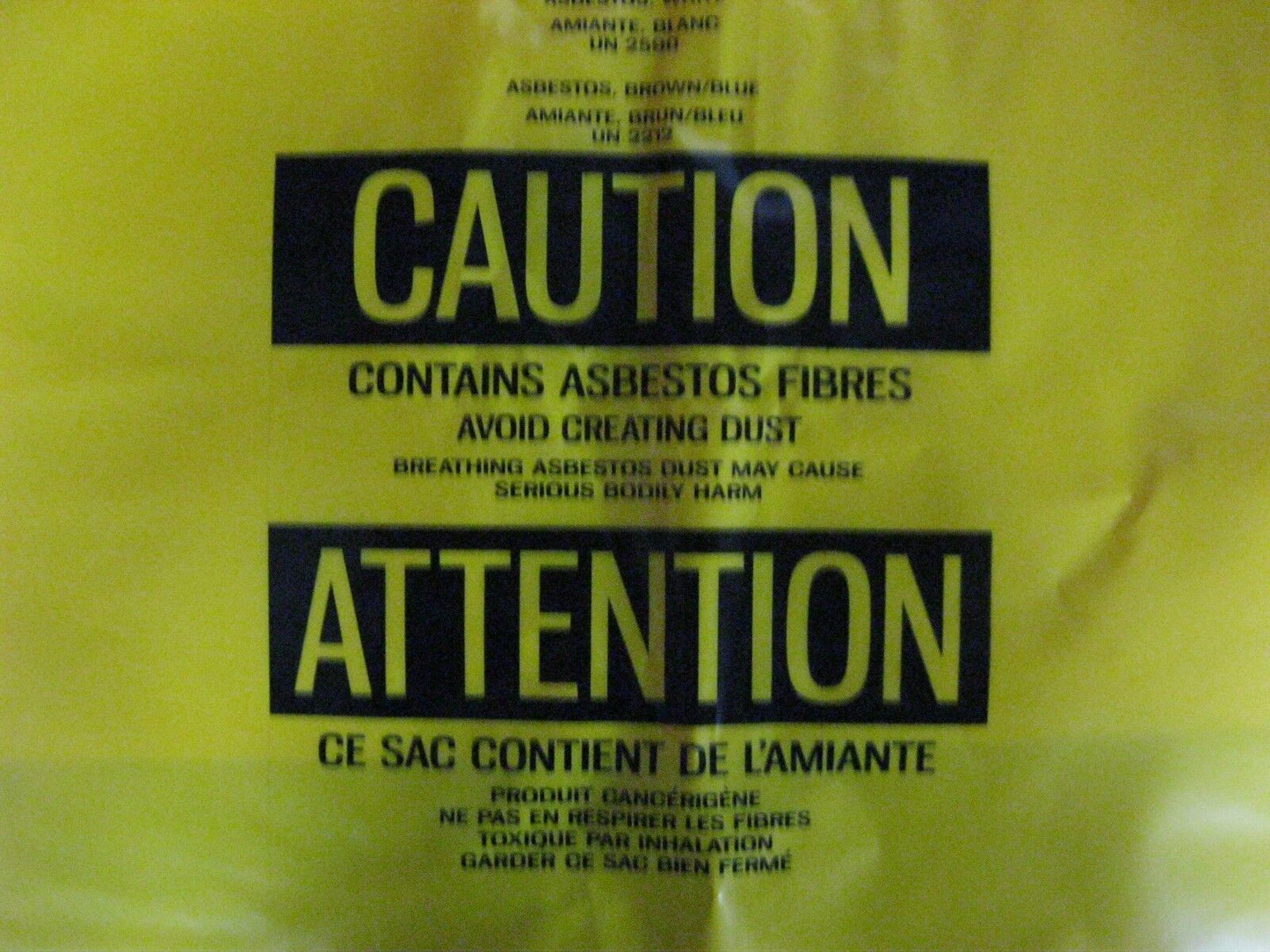 NEW 3MM YELLOW ASBESTOS DISPOSAL BAGS (PACK OF 50) 33" x 39-1/2" (84 X 101 cm)