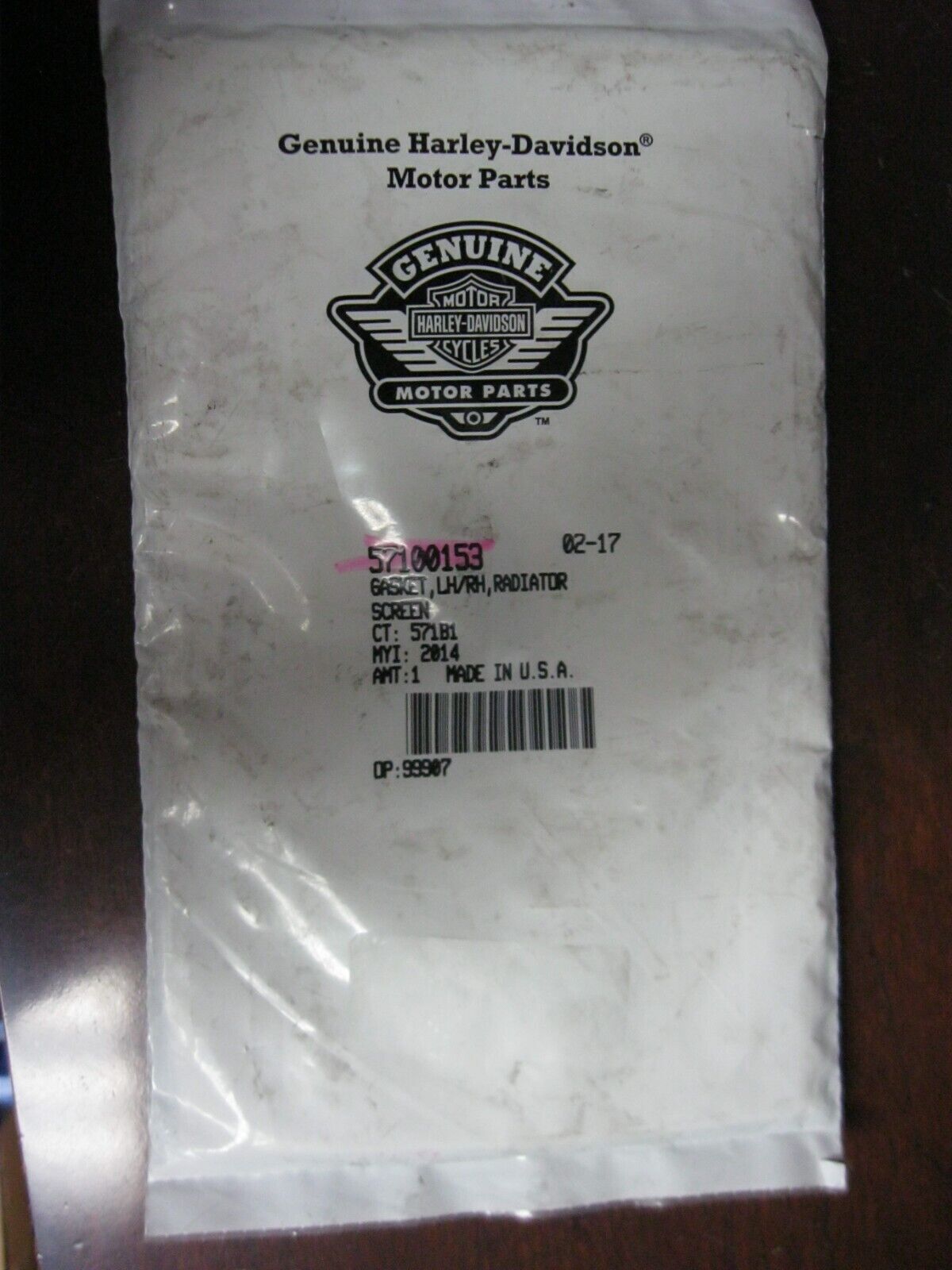 Harley Davidson OEM Radiator Screen Gasket 57100153