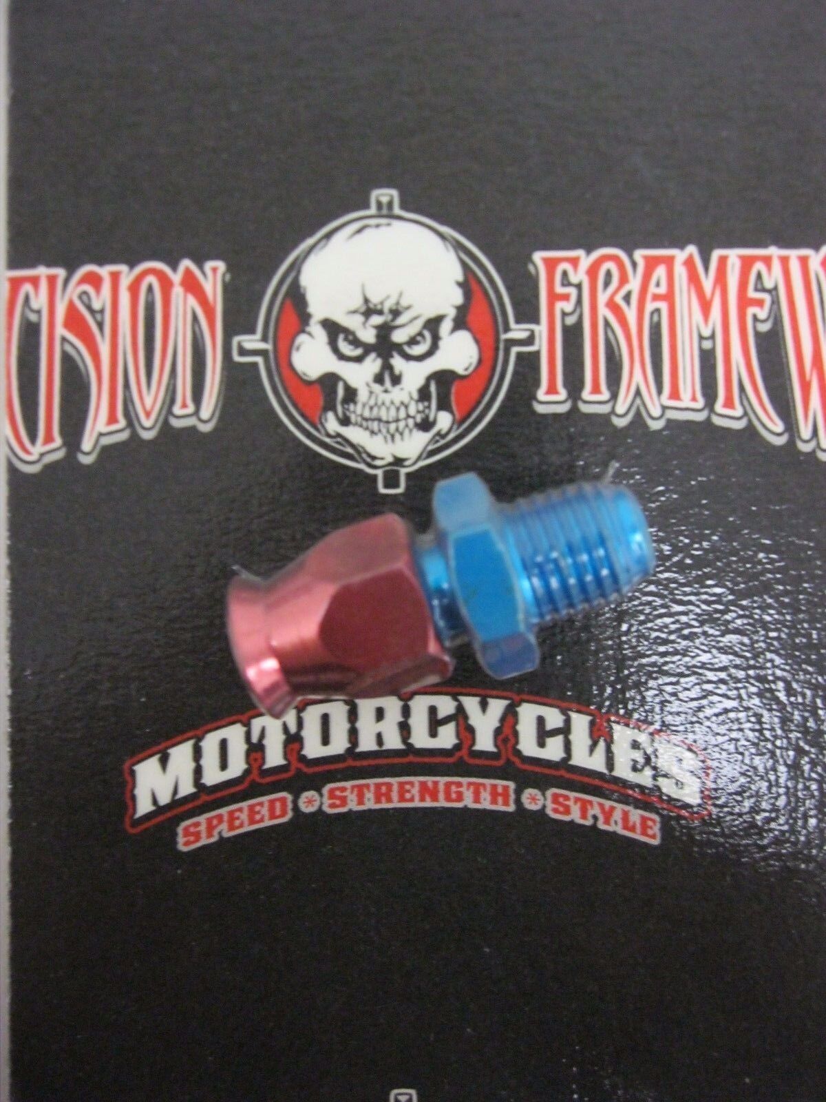 GALFER BLUE AND RED ALUMINUM 10x1.25 FIXED STRAIGHT MALE SHORT FITTING 139442
