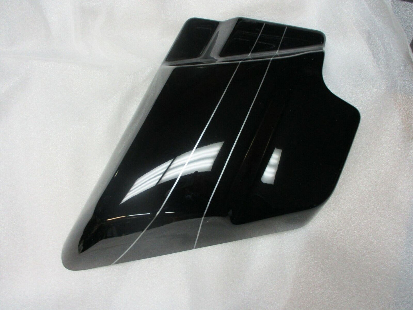 Harley Davidson OEM Vivid Black Left Side Cover Silver Pin Stripes 57200077DBX