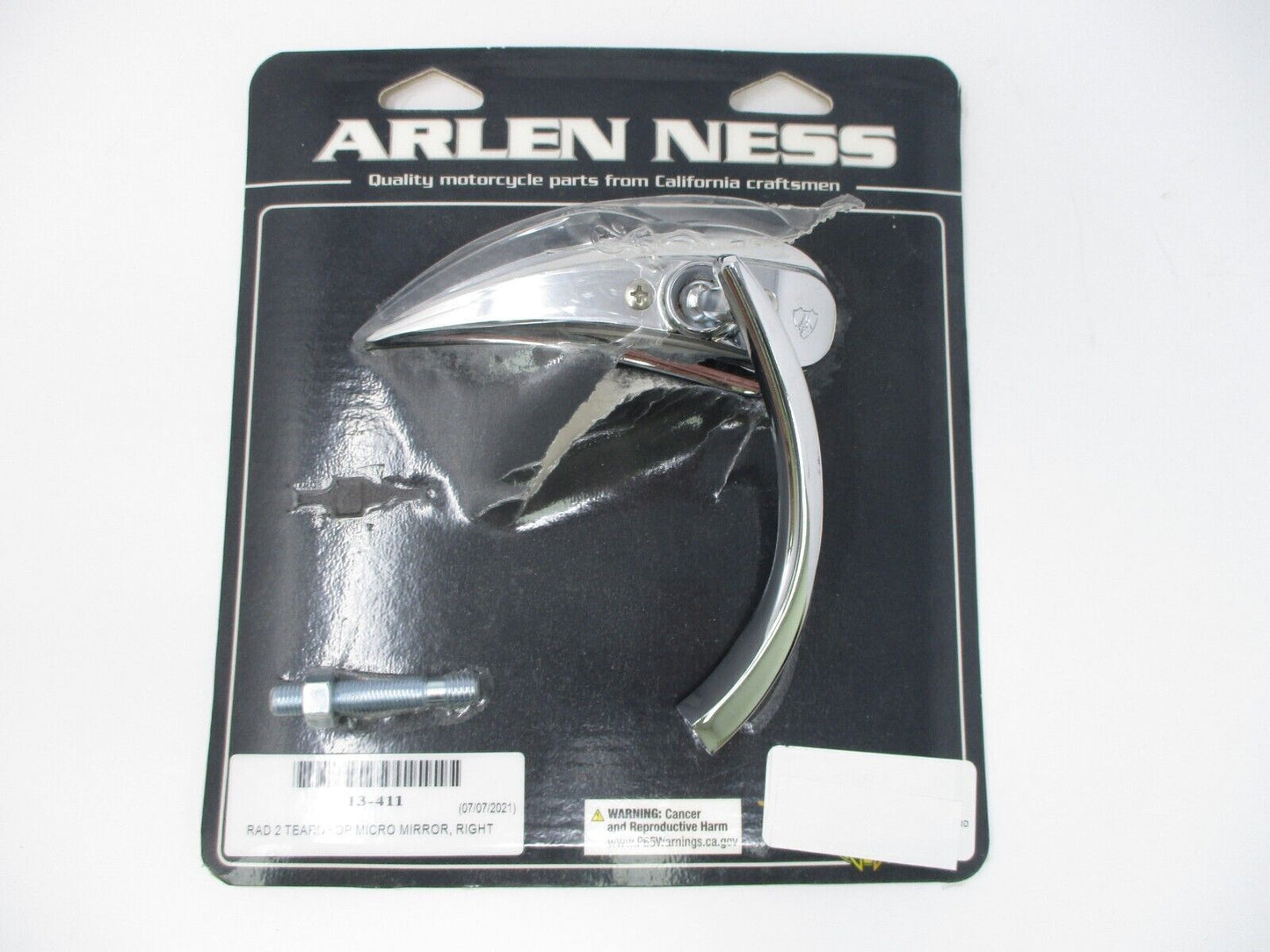 Arlen Ness Right Chrome Teardrop Mirror 13-411