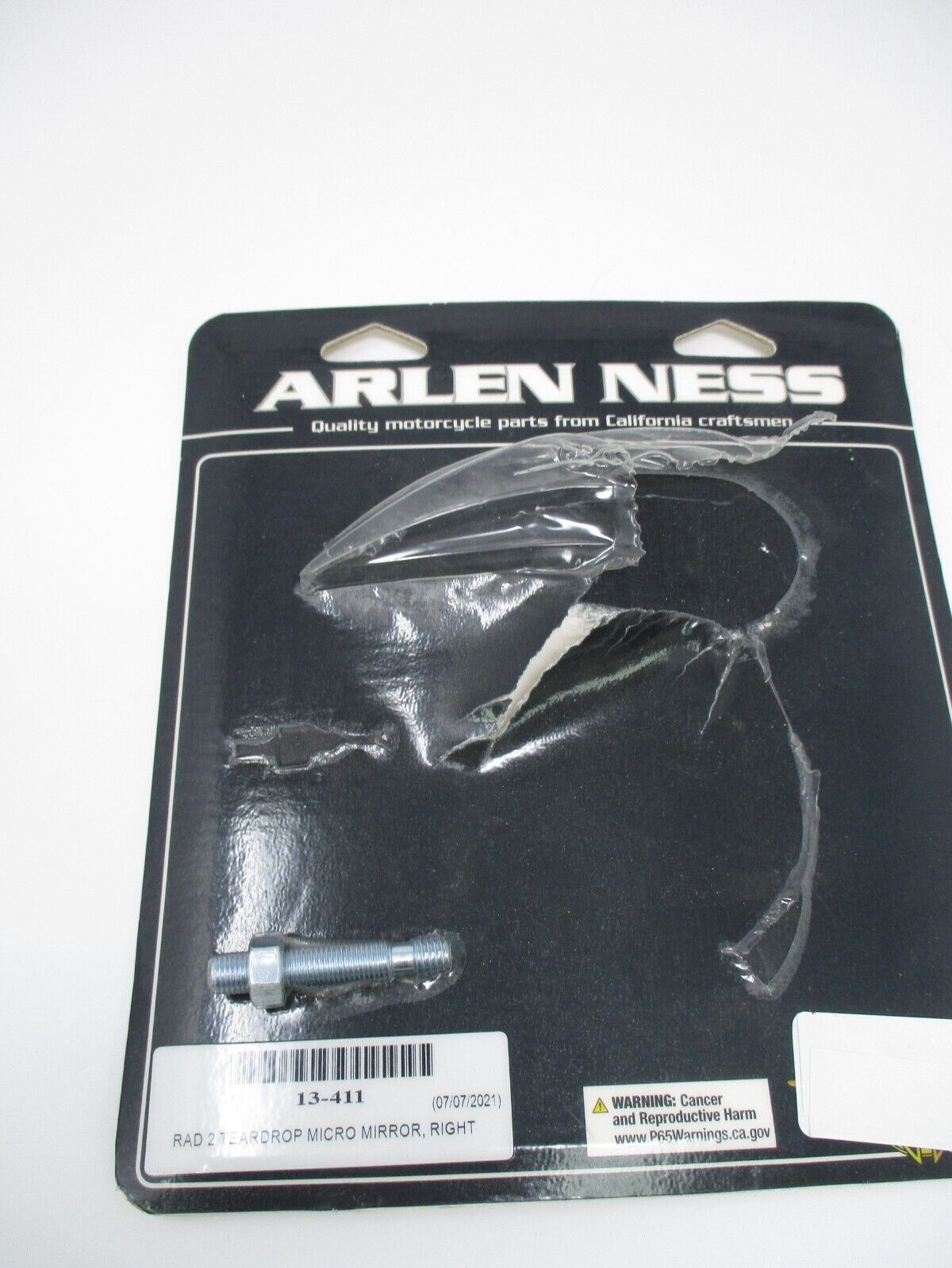 Arlen Ness Right Chrome Teardrop Mirror 13-411