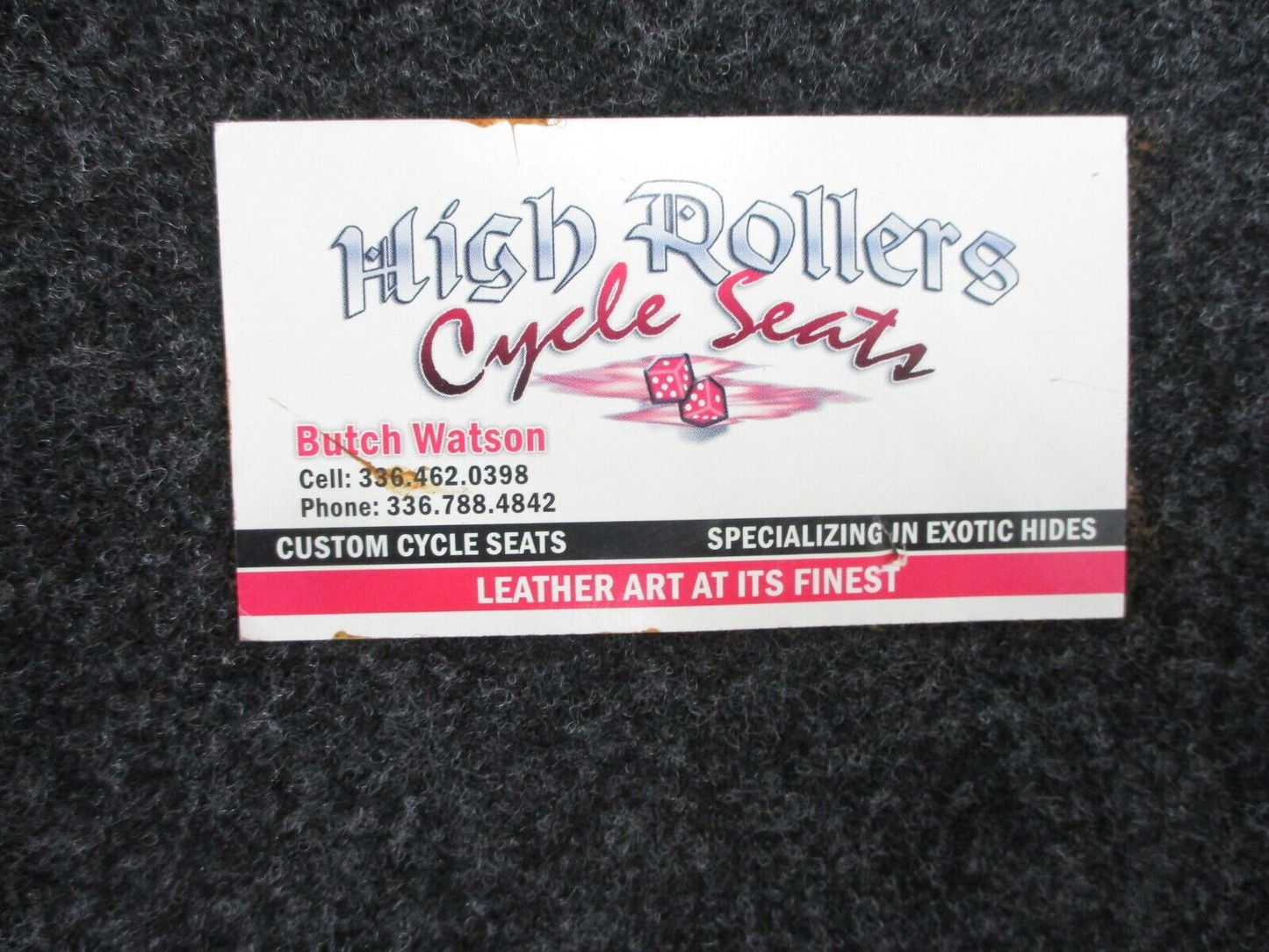 High Rollers  Custom Cycle Seat  27"Long x 11" Wide