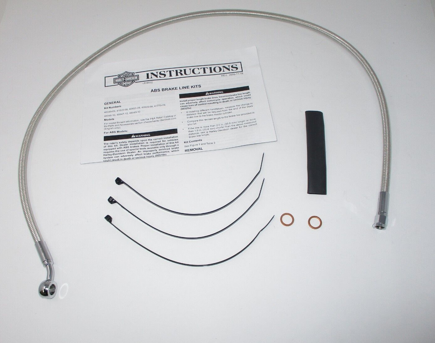 Harley-Davidson Diamond Black Brake Line  Upper 35 Deg 36.5" 41800470
