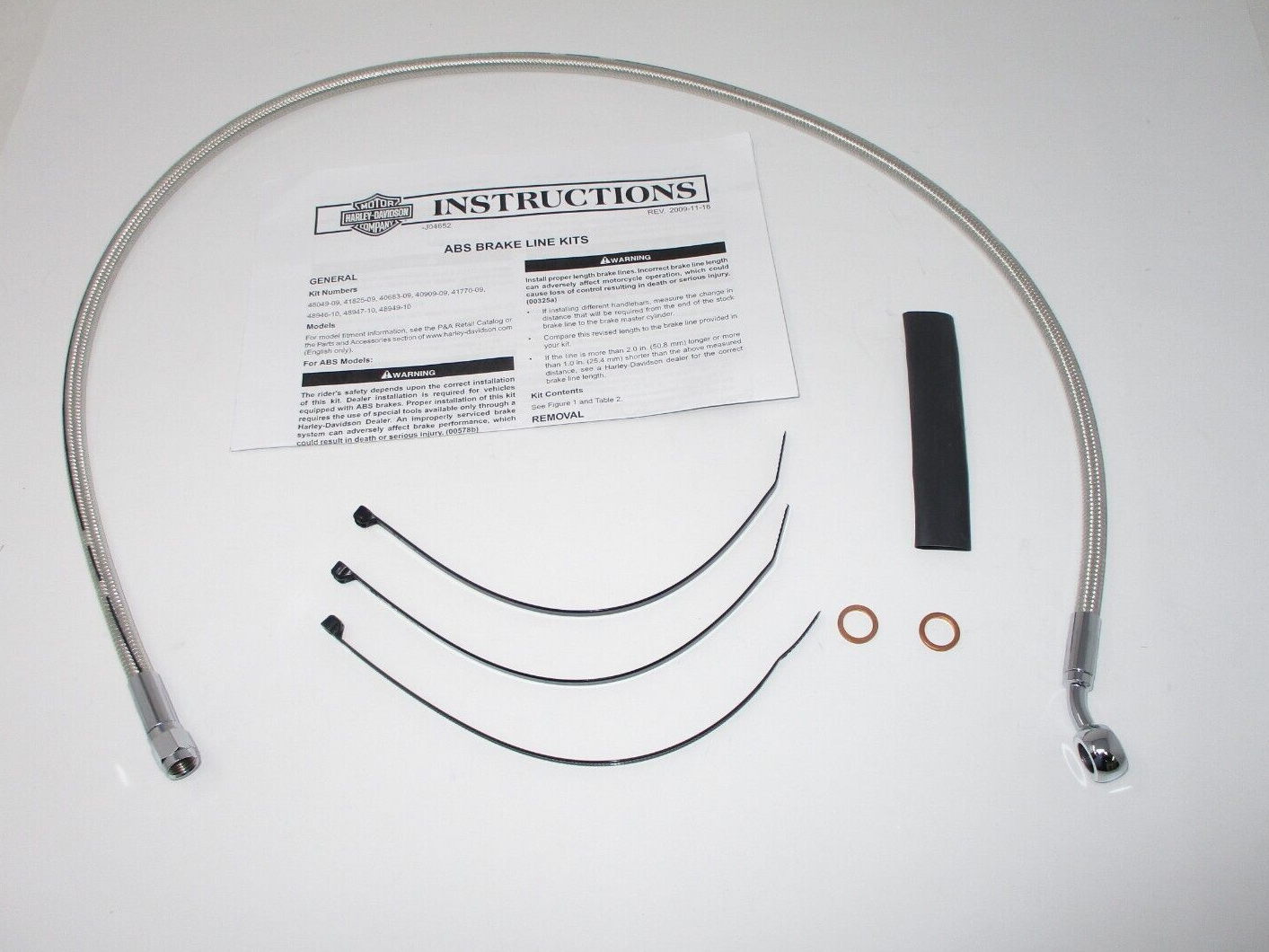 Harley-Davidson Diamond Black Brake Line  Upper 35 Deg 36.5" 41800470