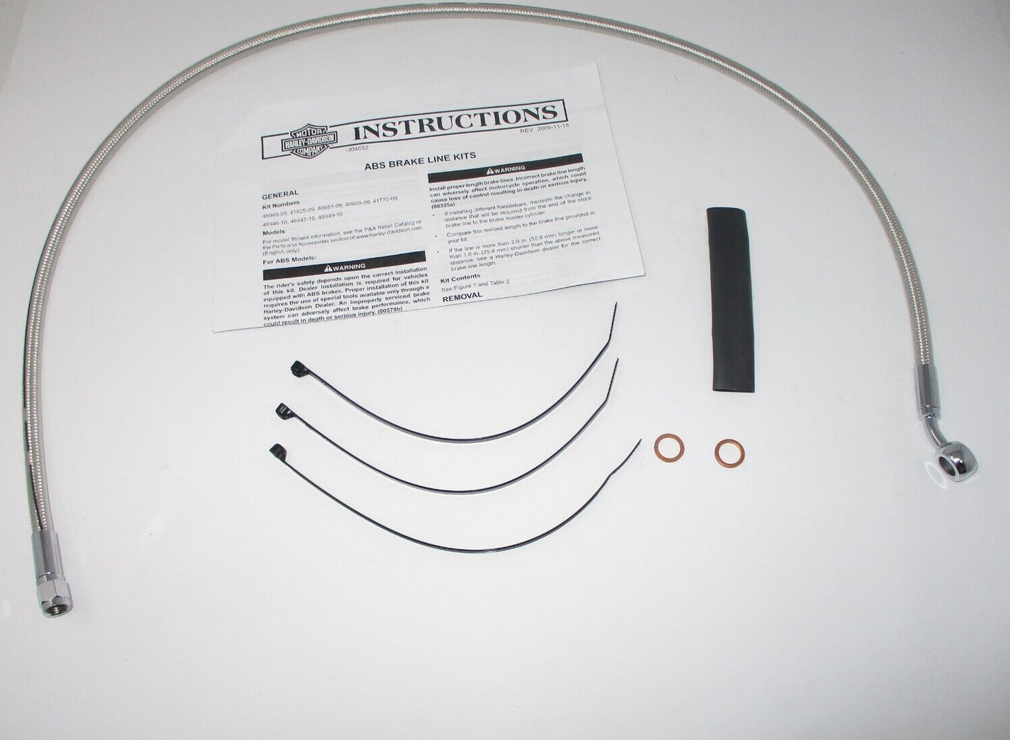 Harley-Davidson Diamond Black Brake Line  Upper 35 Deg 36.5" 41800470
