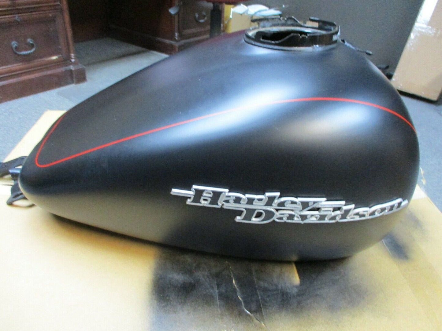 Harley Davidson OEM FLHX Fuel Tank 61000120BYM Black Denim Red Stripe