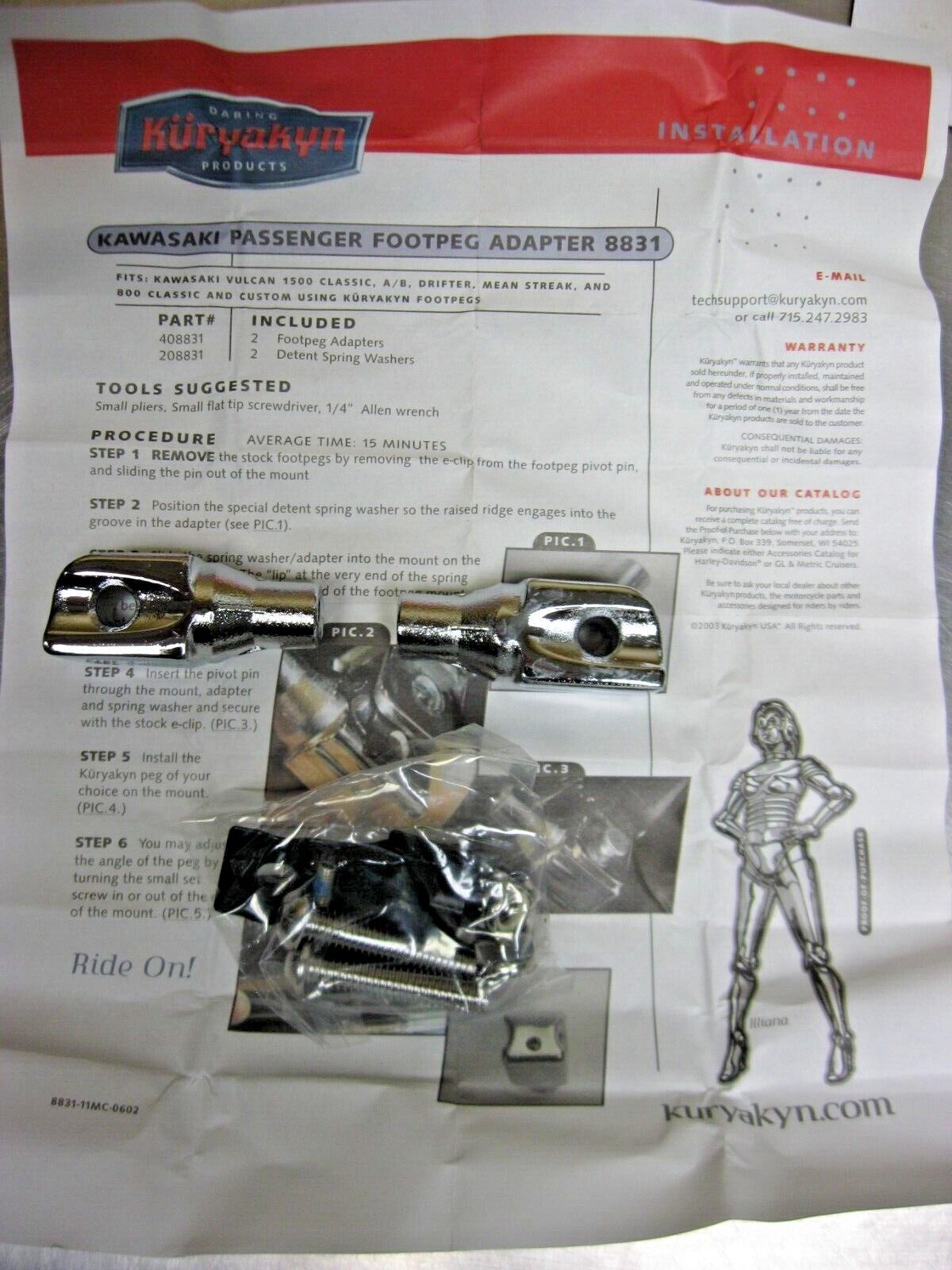 Kuryakyn  Rear Peg Adapter For Kawasaki     8831