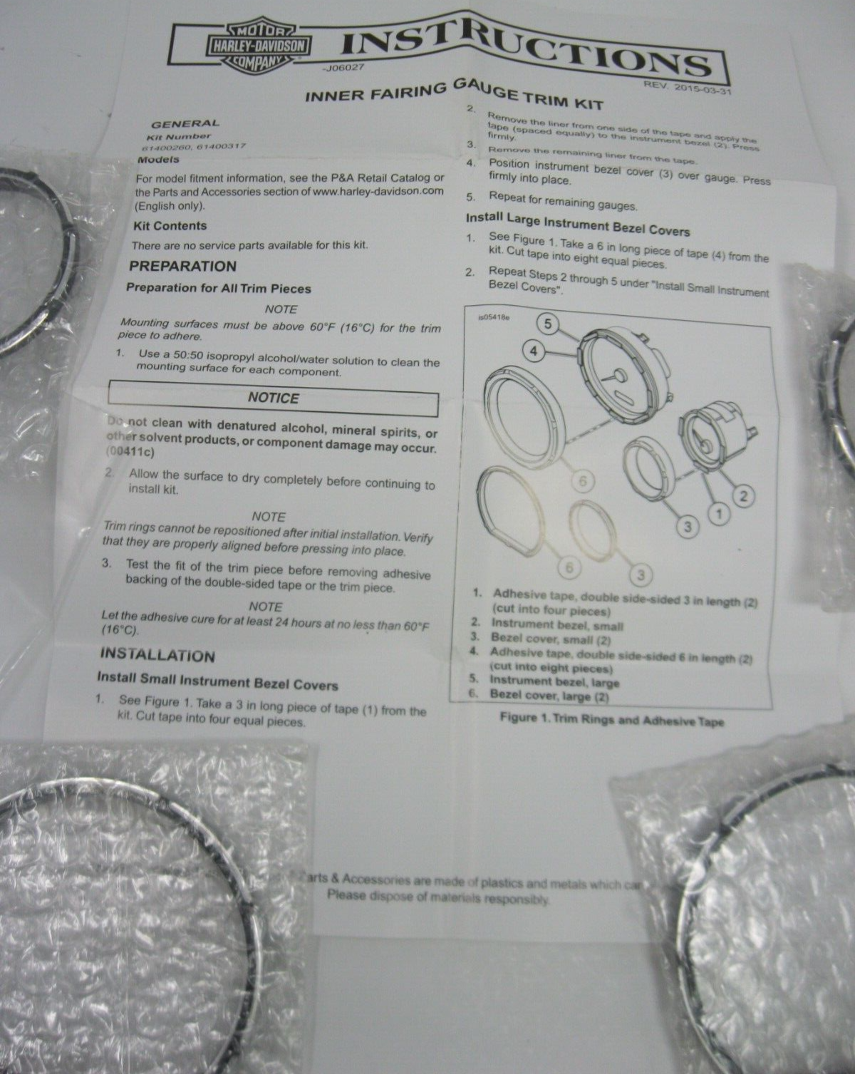 Harley-Davidson OEM Burst Collection - Gauge Bezel Kit 61400317