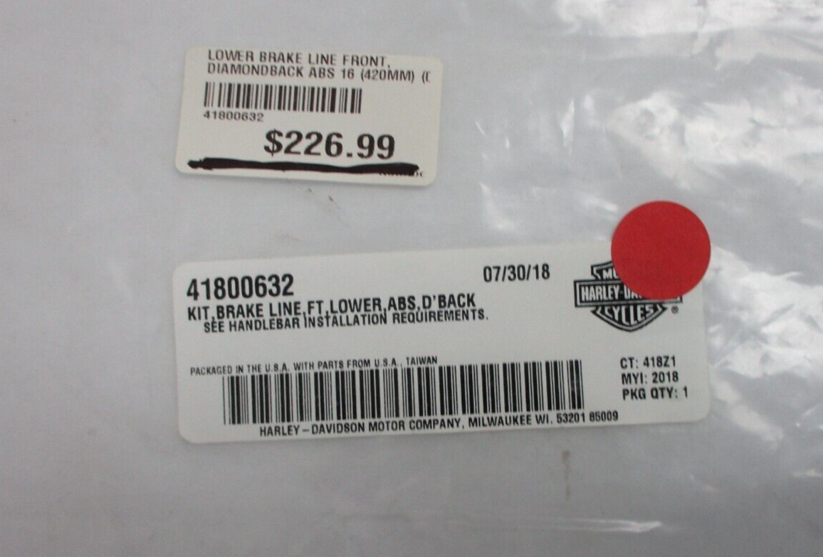Harley-Davidson Lower Brake Line Front Diamondback 420mm 16" 41800632
