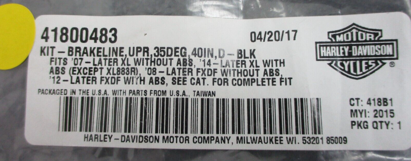Harley-Davidson  Brake Line Upper  35 Deg 40" Fits '07-Later XL  41800483