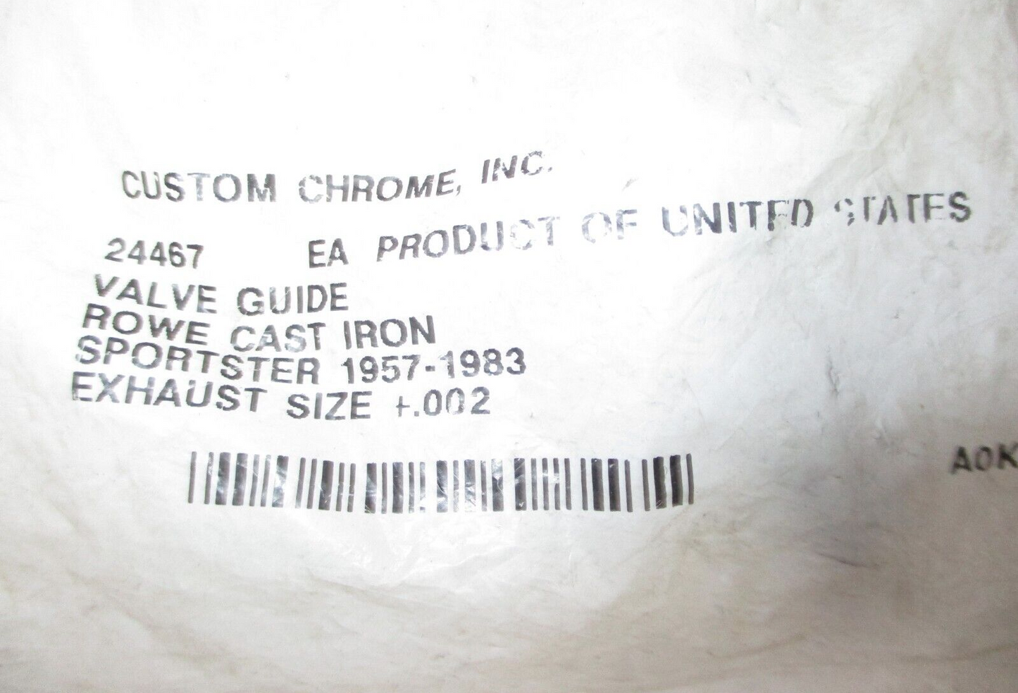 Custom Chrome Cast Iron EXHAUST Size .002 Valve Guide Sportster 1957-1983/ 24467