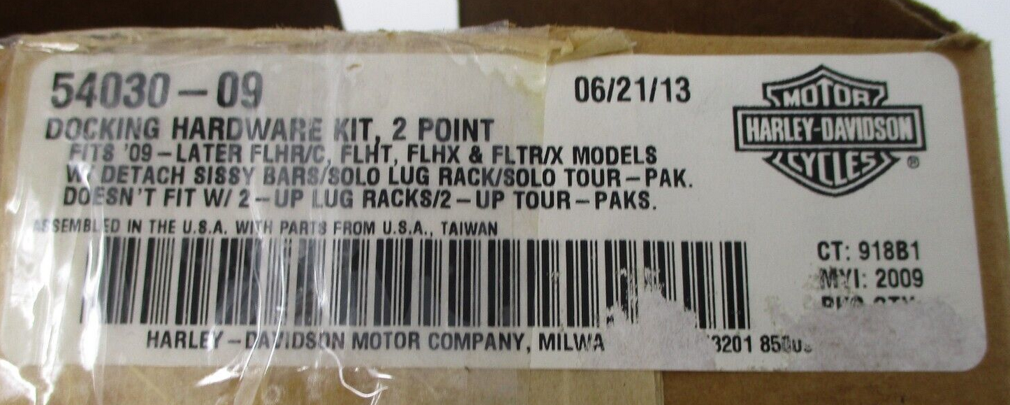 Harley-Davidson OEM  2 Point Docking Hardware Kit  Fits '09-Later 54030-09