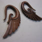 BROWN SANDALWOOD ANGEL WING TRIBAL EARRINGS EAR HOOKS