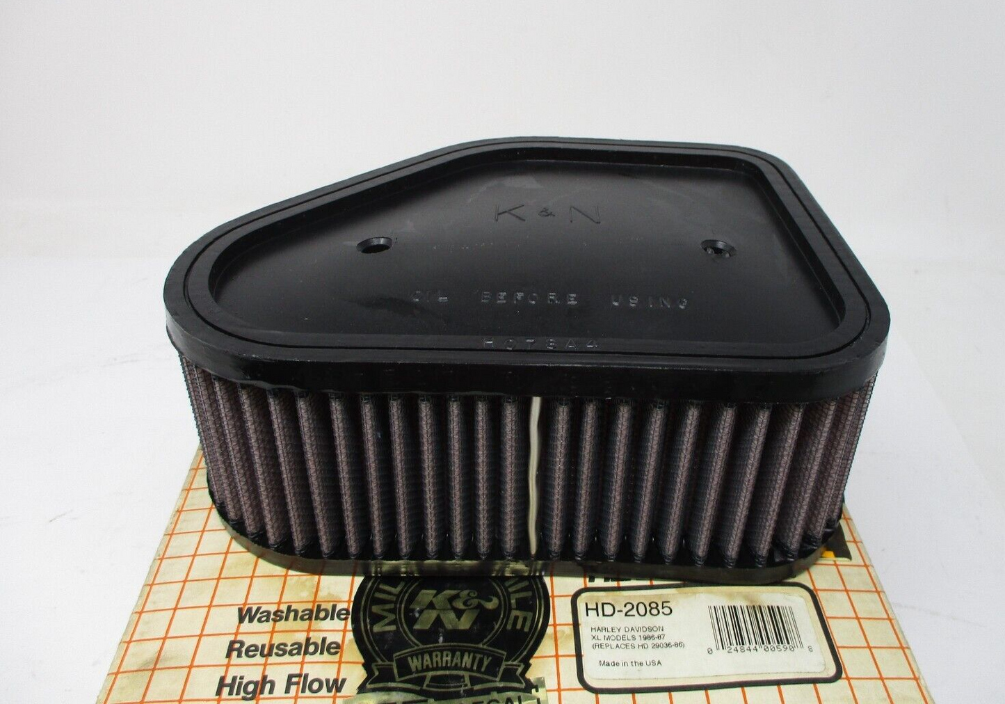 K&N High-Flow Washable Reusable High Flow Air Filter for XL '86-'87 HD-2085