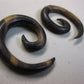 BROWN WOODEN SPIRAL TRIBAL EARRINGS