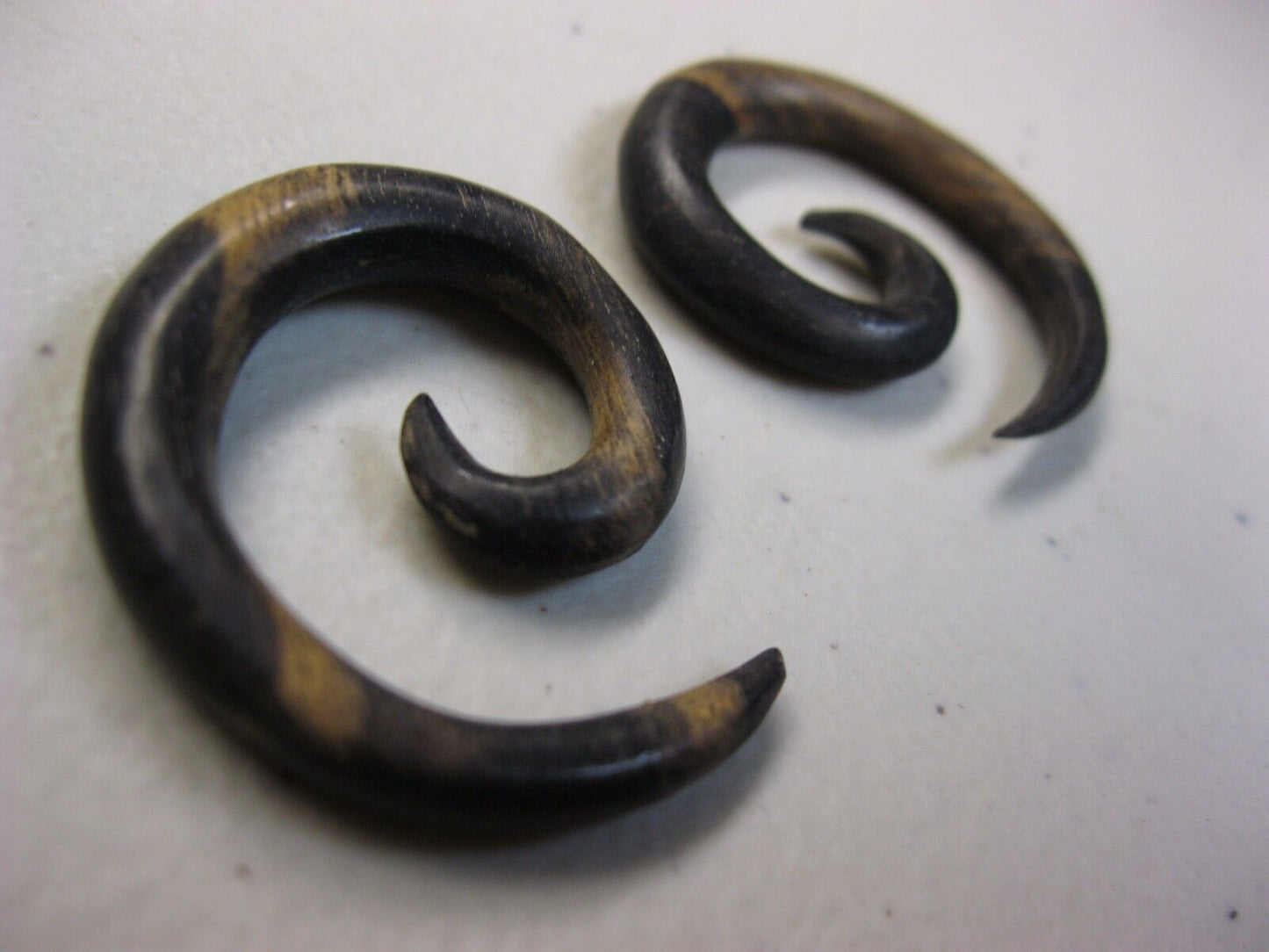 BROWN WOODEN SPIRAL TRIBAL EARRINGS