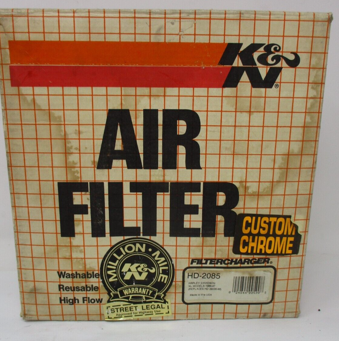 K&N High-Flow Washable Reusable High Flow Air Filter for XL '86-'87 HD-2085