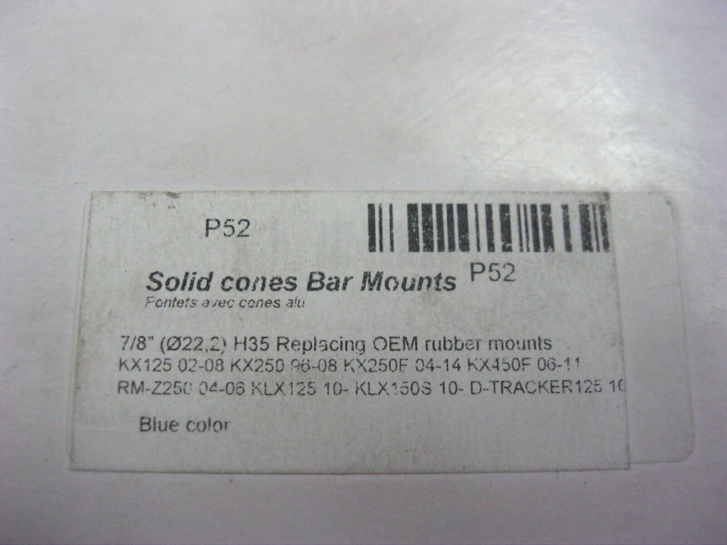 Scar racing Solid Cones Handlebar Mounts Blue P52 7/8" KX KXE