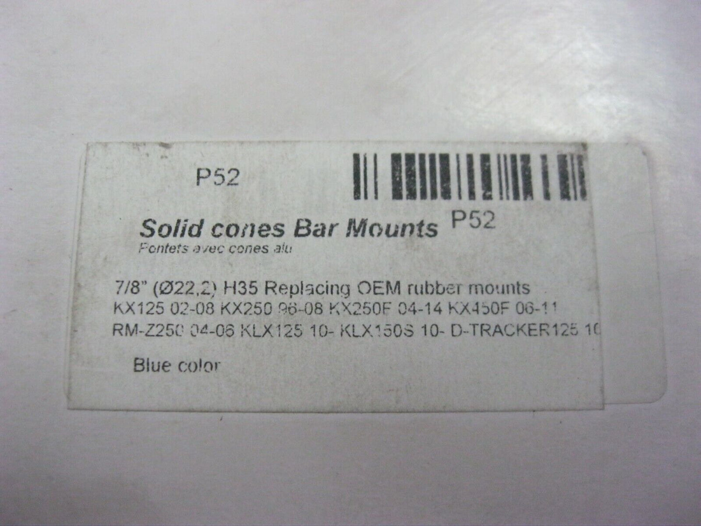 Scar racing Solid Cones Handlebar Mounts Blue P52 7/8" KX KXE