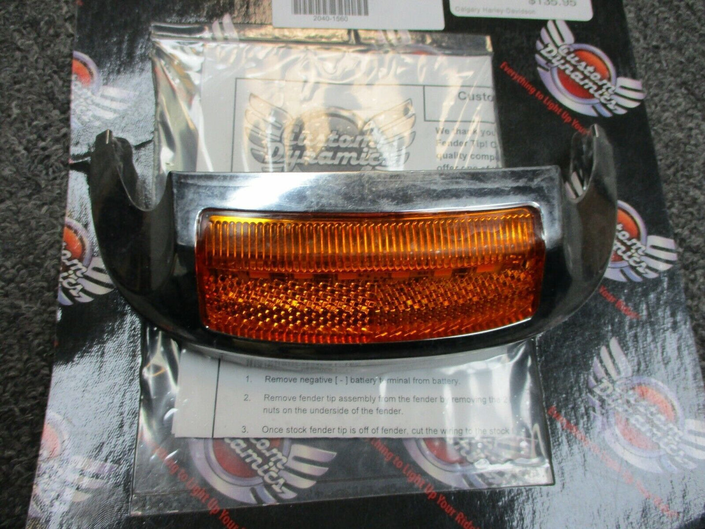 Custom Dynamics Front Fender Tip 14-19 FLHR Road King Amber 2040-1560