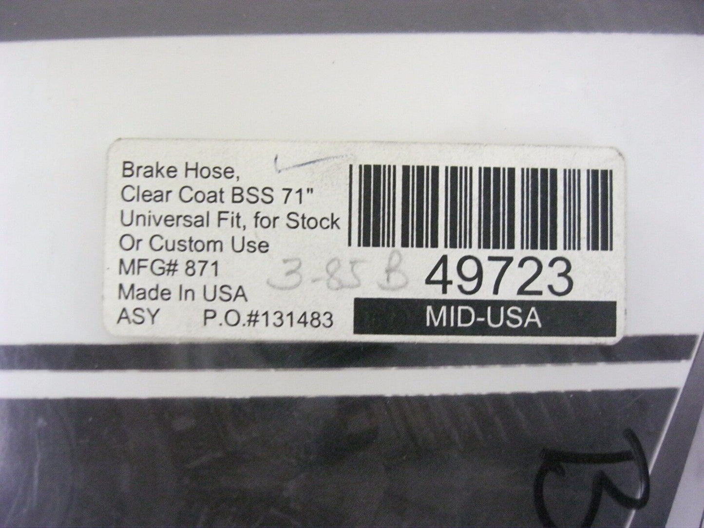 MID USA BRAIDED 71" BRAKE LINE 49723 FOR CUSTOM HARLEY HANDLEBARS
