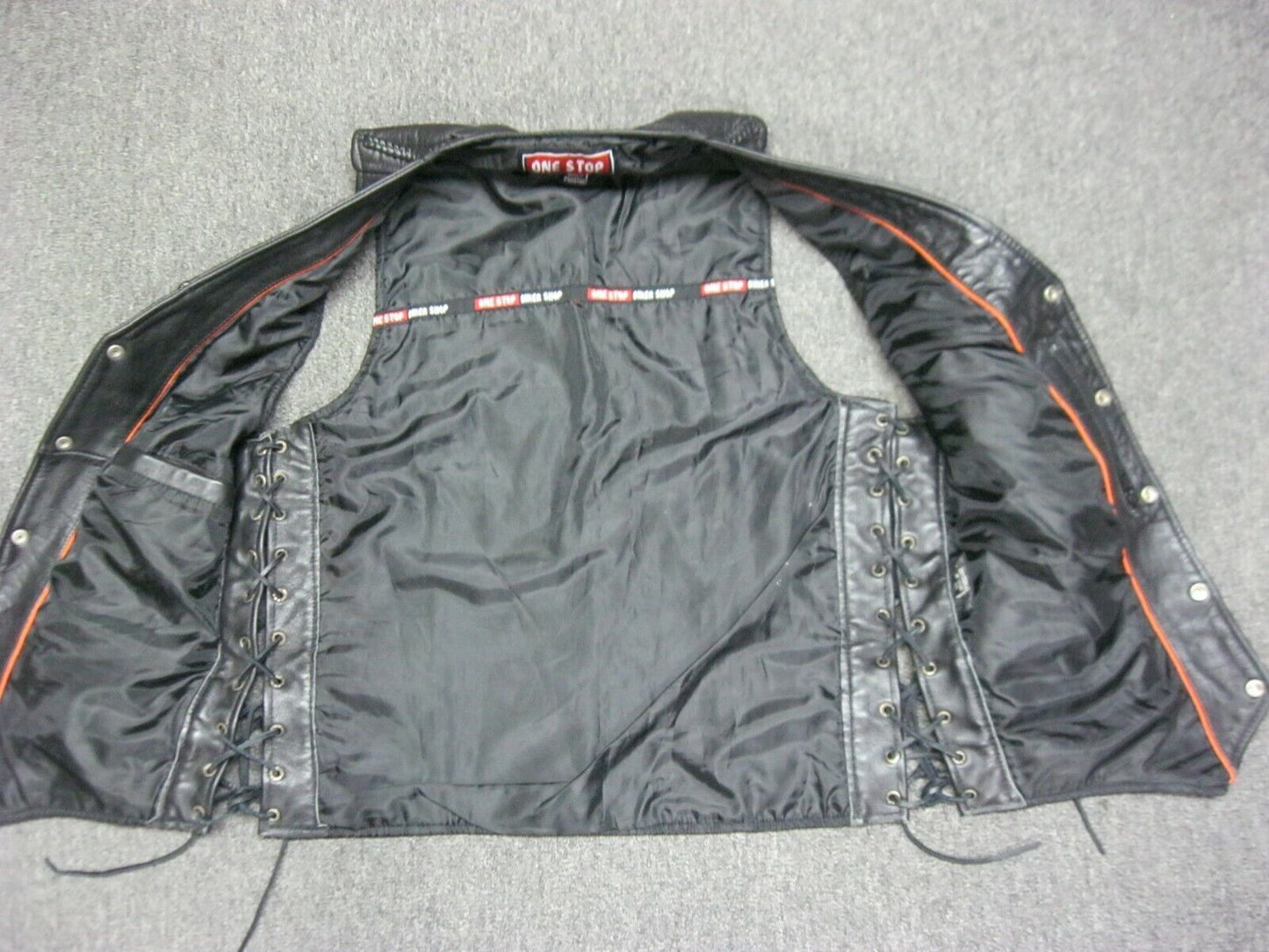 Motorcycle Biker Jacket Mens Size XS Leather Vest Buffalo Snap Button Front