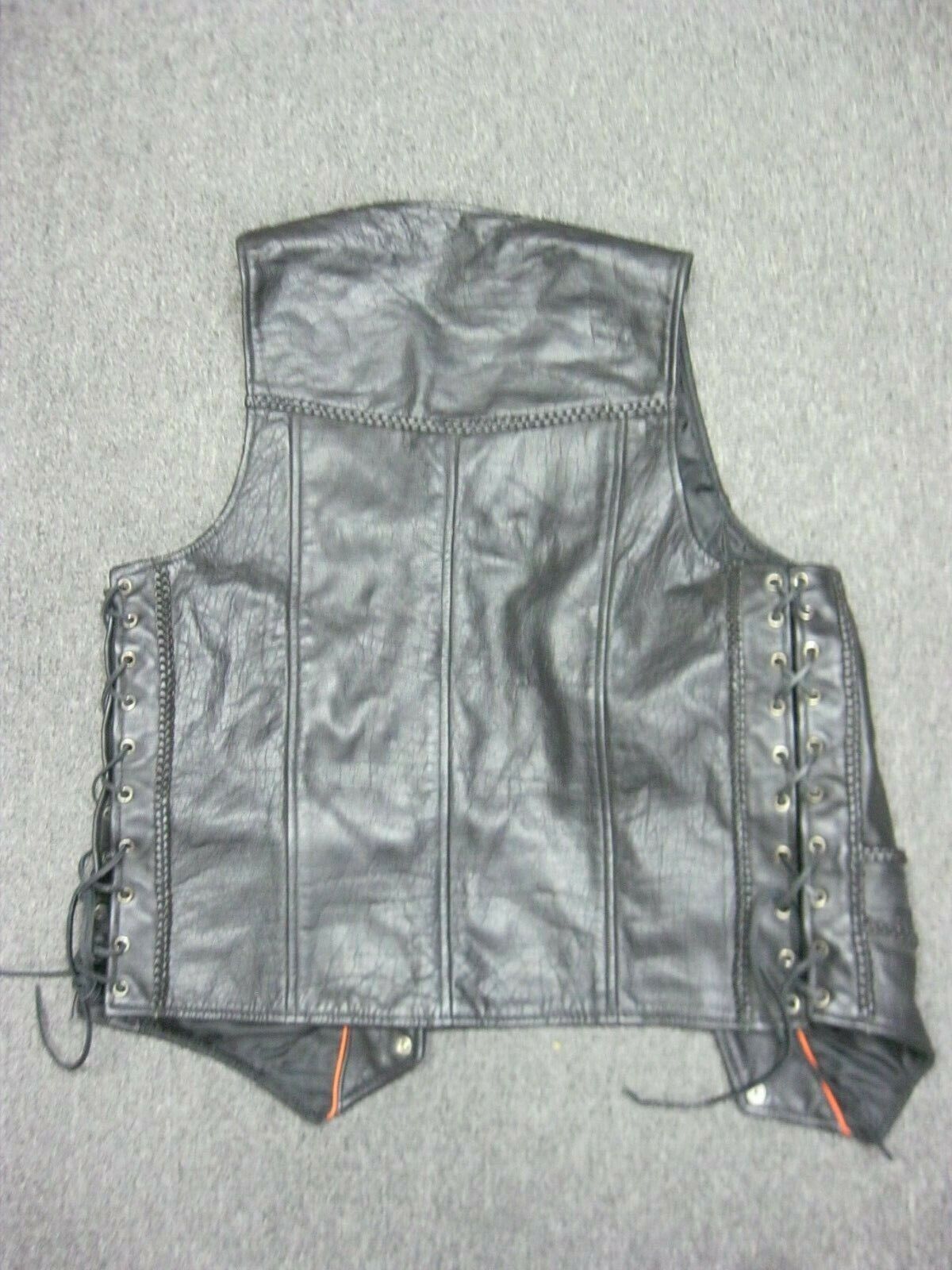 Motorcycle Biker Jacket Mens Size XS Leather Vest Buffalo Snap Button Front