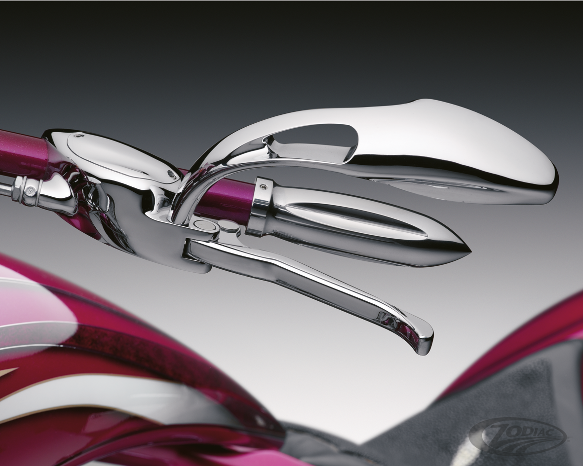Apollo 13 Mirrors By Rebuffini Solid Chrome Billet 746712 fits Harley Davidson