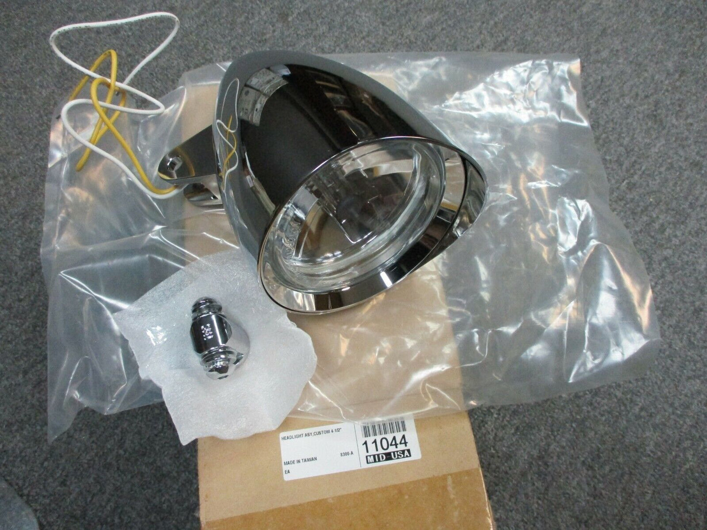 Mid USA Custom Headlight Assembly 11044 Chrome 4 1/2" by 6 1/2" Long
