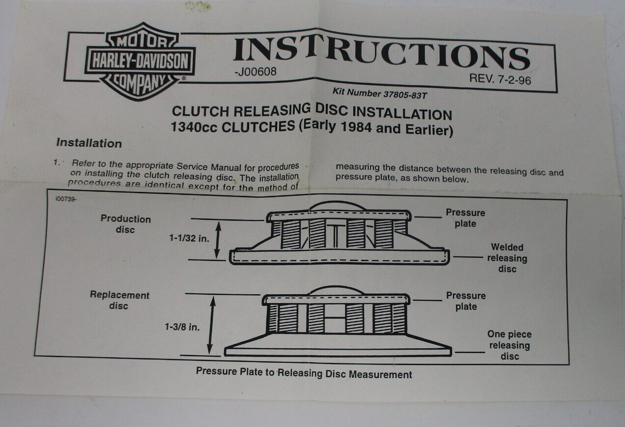 Harley-Davidson  Clutch Releasing Disc Fits  '84 and Earlier 37805-83T