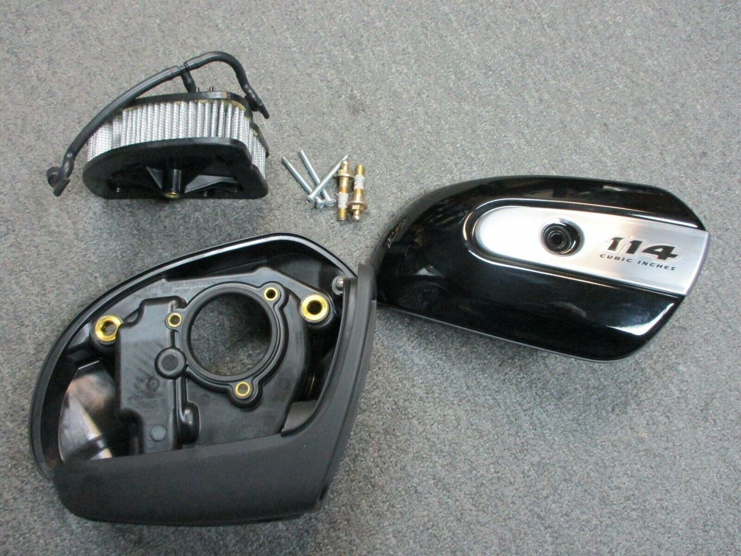 Harley Davidson OEM 114 Gloss Black Air Cleaner Silver 114 Insert 29000116