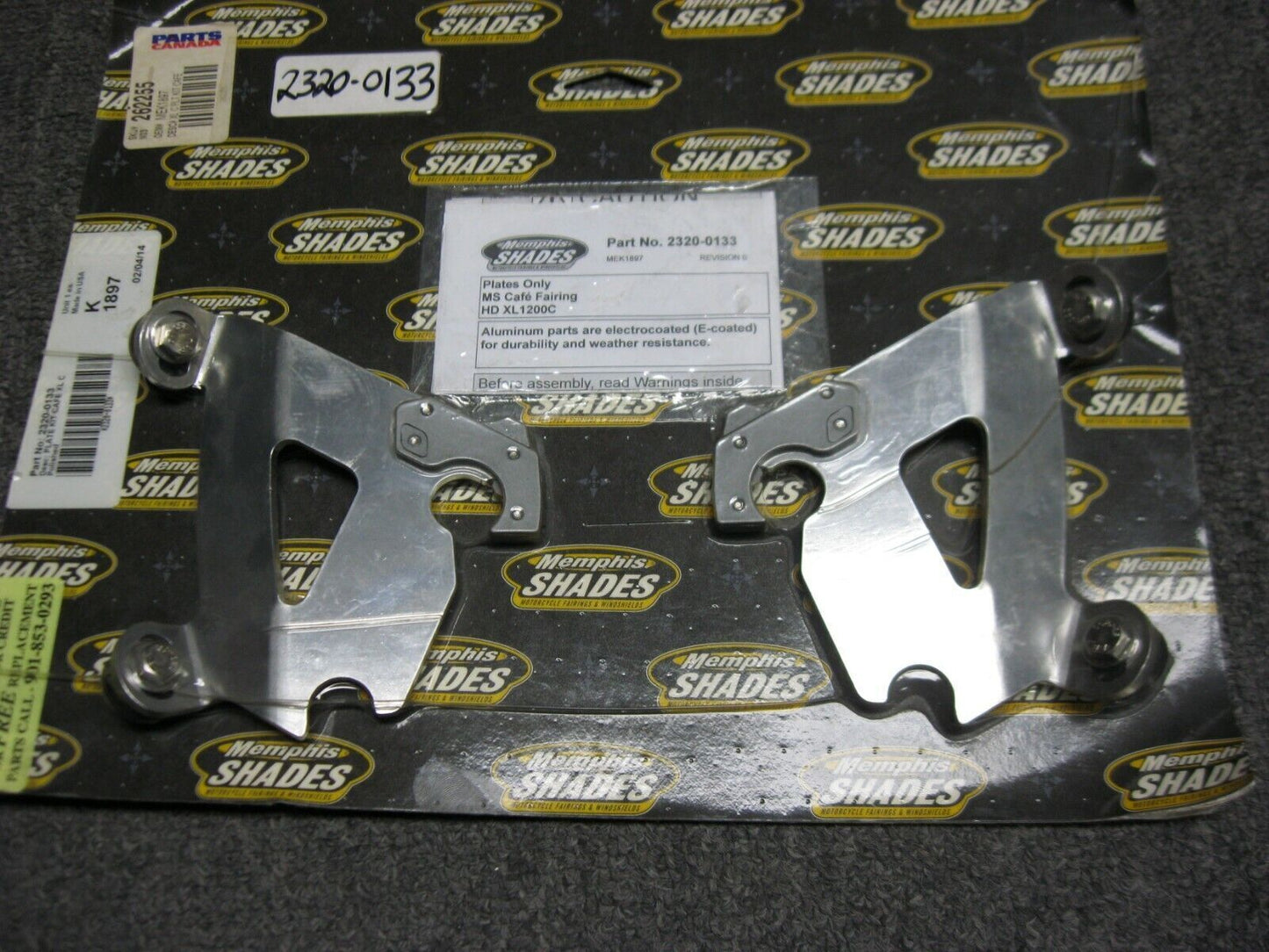Memphis Shades MEK1897 Cafe Fairing Plates Harley Street & XL Models 2320-0133