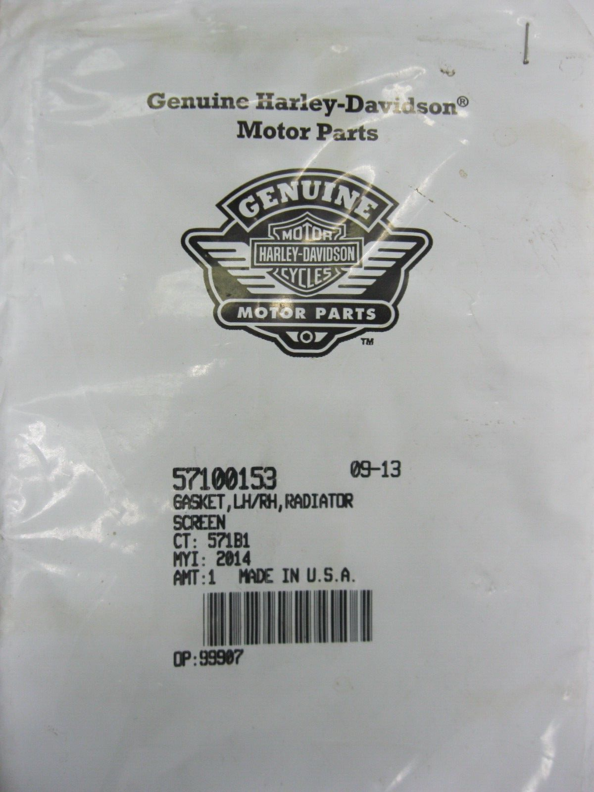 Harley-Davidson OEM 14-22 FLH/FLT Radiator Screen Gasket 57100153