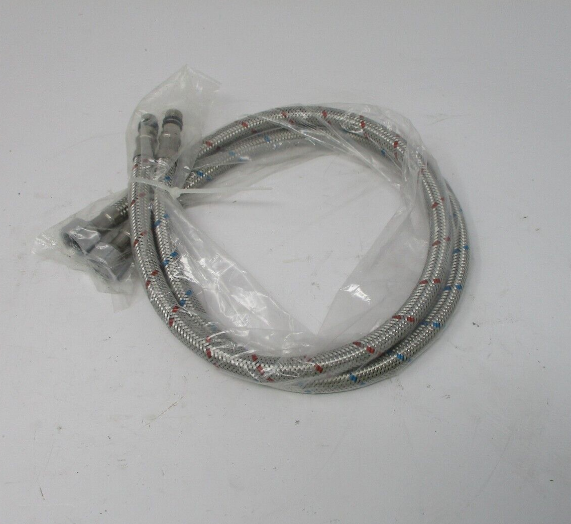 2pcs x 23" L Water Supply Hose Stainless Steel Red and Blue Faucet Connector