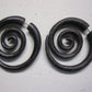 MEDIUM SIZED BROWN SONO WOOD SPIRAL FAKE GAUGE EARRINGS