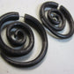 MEDIUM SIZED BROWN SONO WOOD SPIRAL FAKE GAUGE EARRINGS
