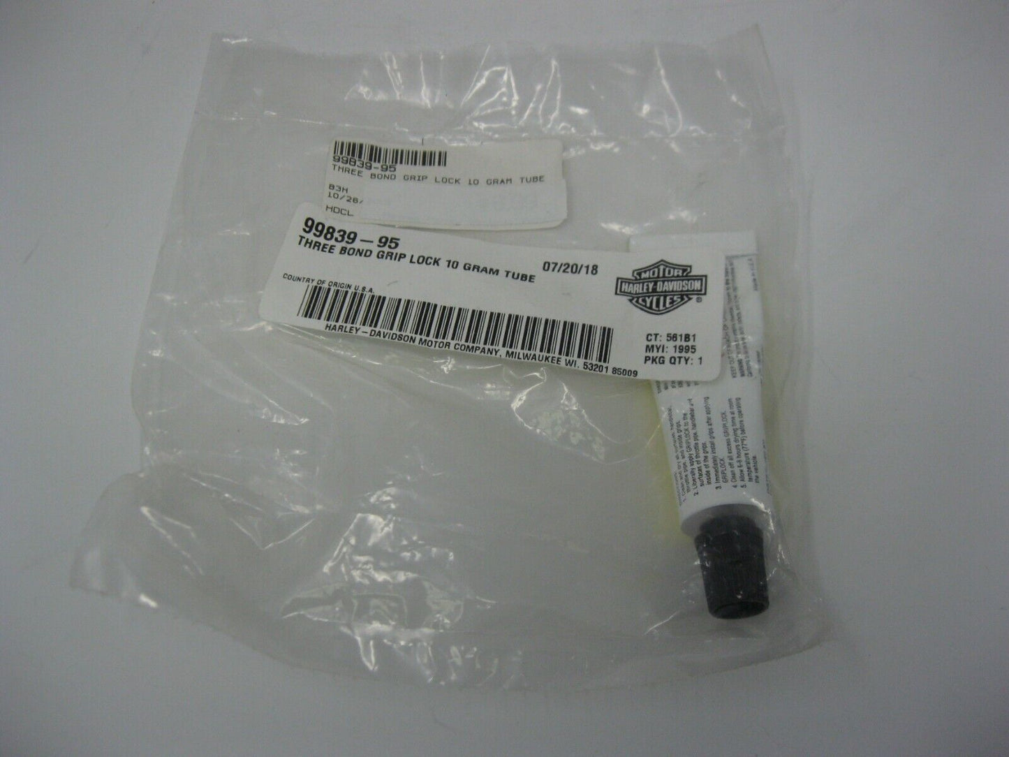 Harley- Davidson Three bond Grip Lock 10 Gram Tube 99839-95