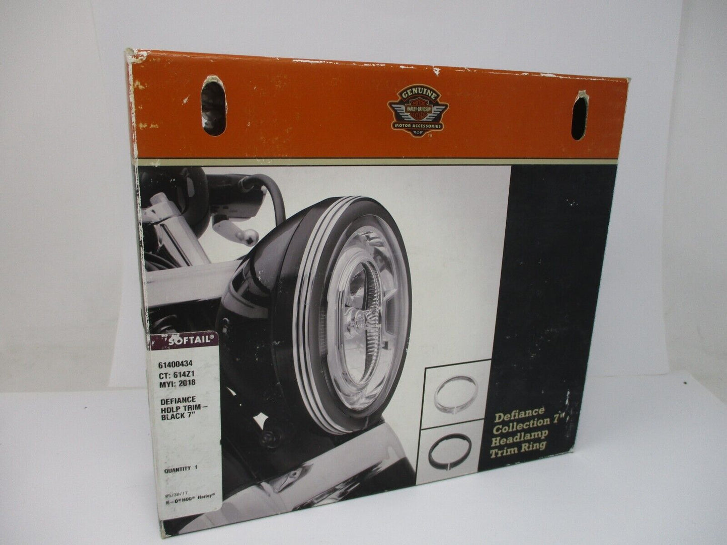61400434 Harley Davidson OEM Defiance Collection 7" Headlight Trim Ring