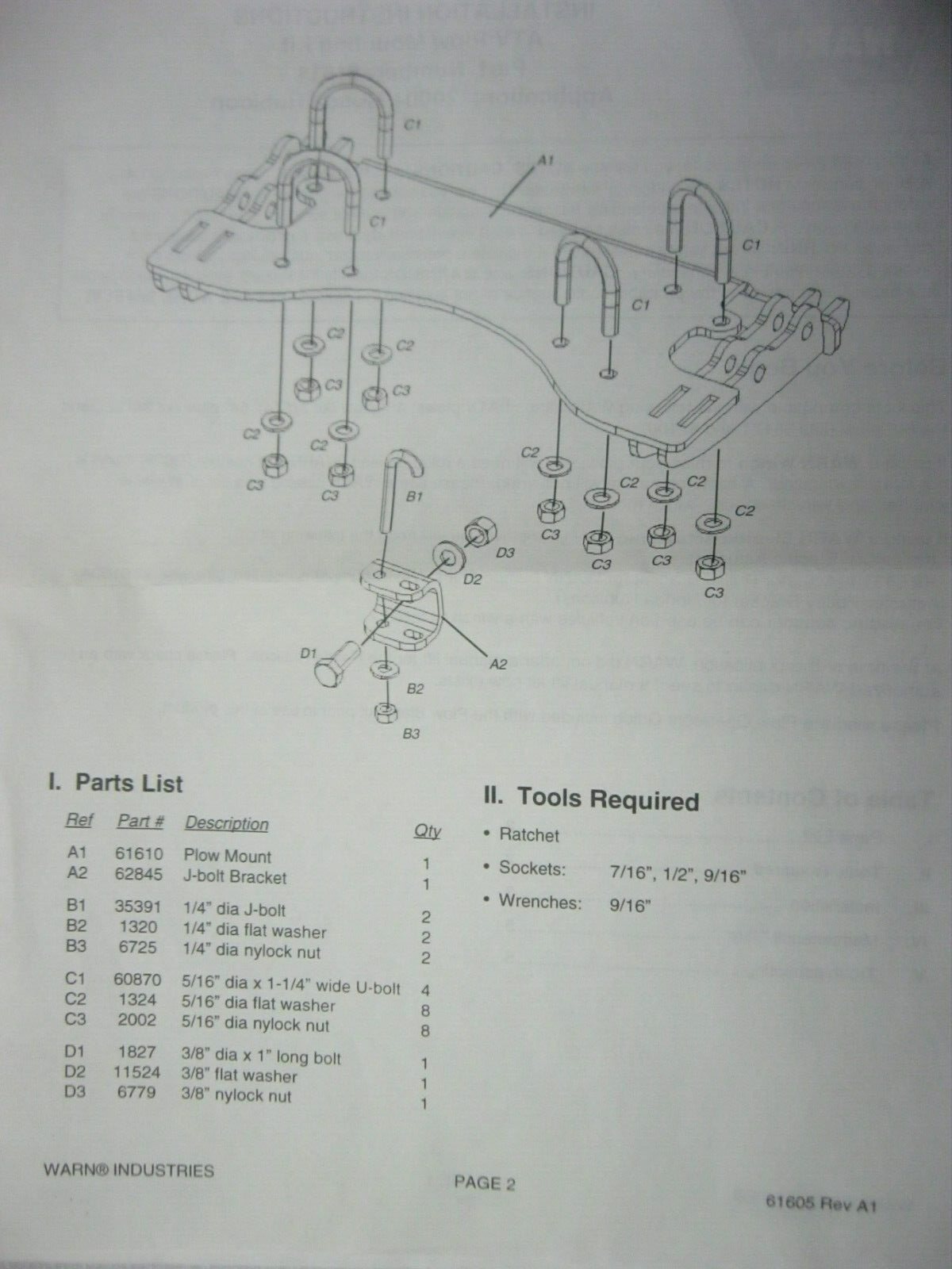 PARTIAL Plow or Winch Mount, Unknown Fitment, Wrong Manuals, See Size Photos