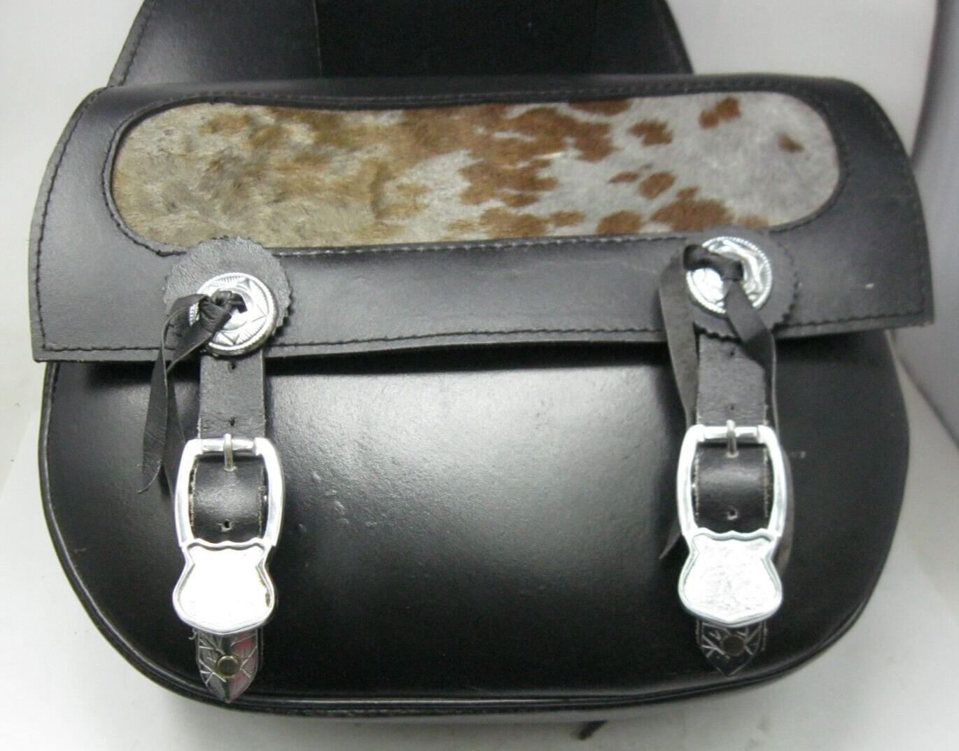 Unbranded Western Style Universal Saddlebags with Cow Hide Inlay