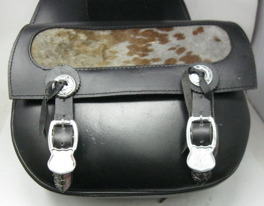Unbranded Western Style Universal Saddlebags with Cow Hide Inlay