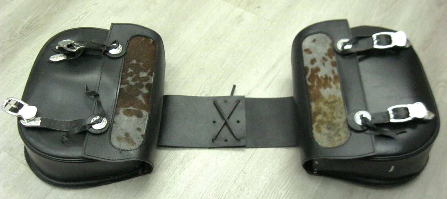 Unbranded Western Style Universal Saddlebags with Cow Hide Inlay