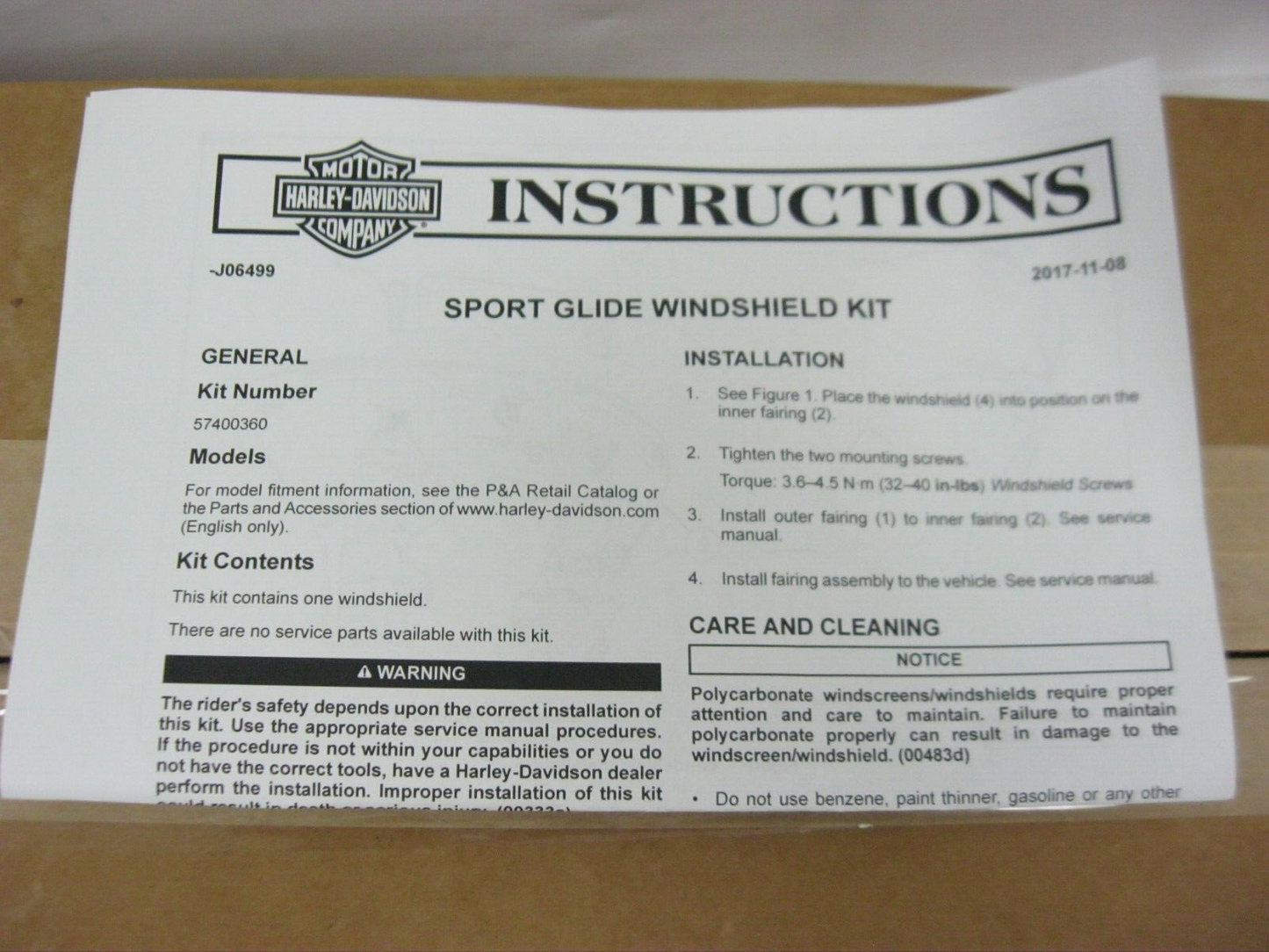 Harley-Davidson OEM 18 & Later FLSB Light Smoke 5.5" Mini Windshield 57400360