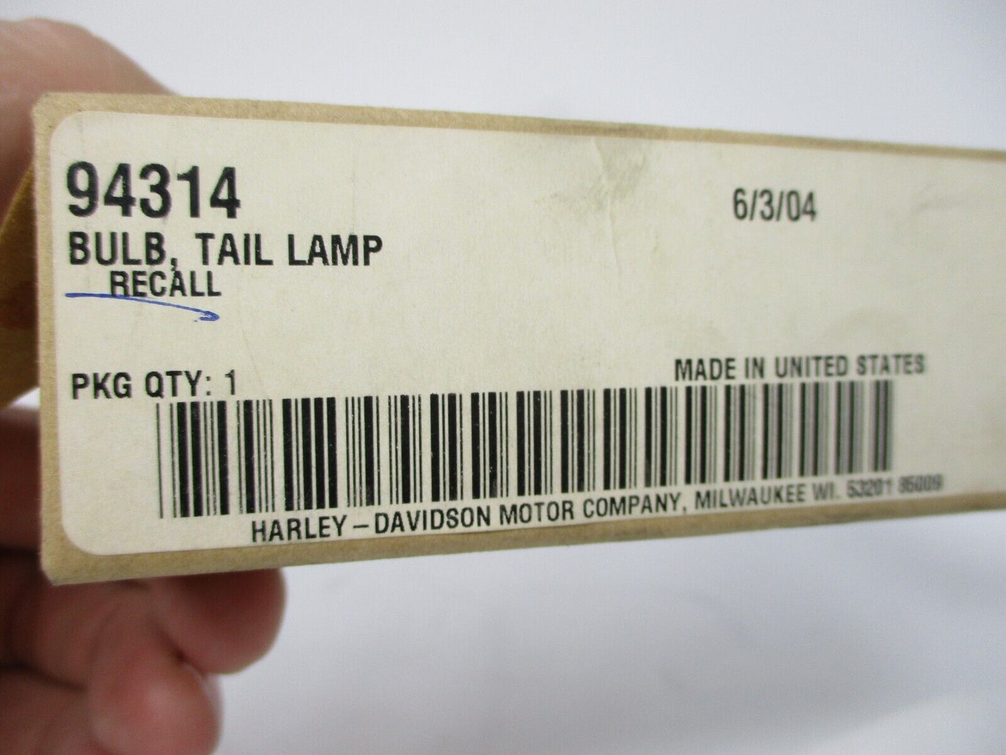 Harley Davidson Genuine NOS Tail Lamp Bulb Recall 94314