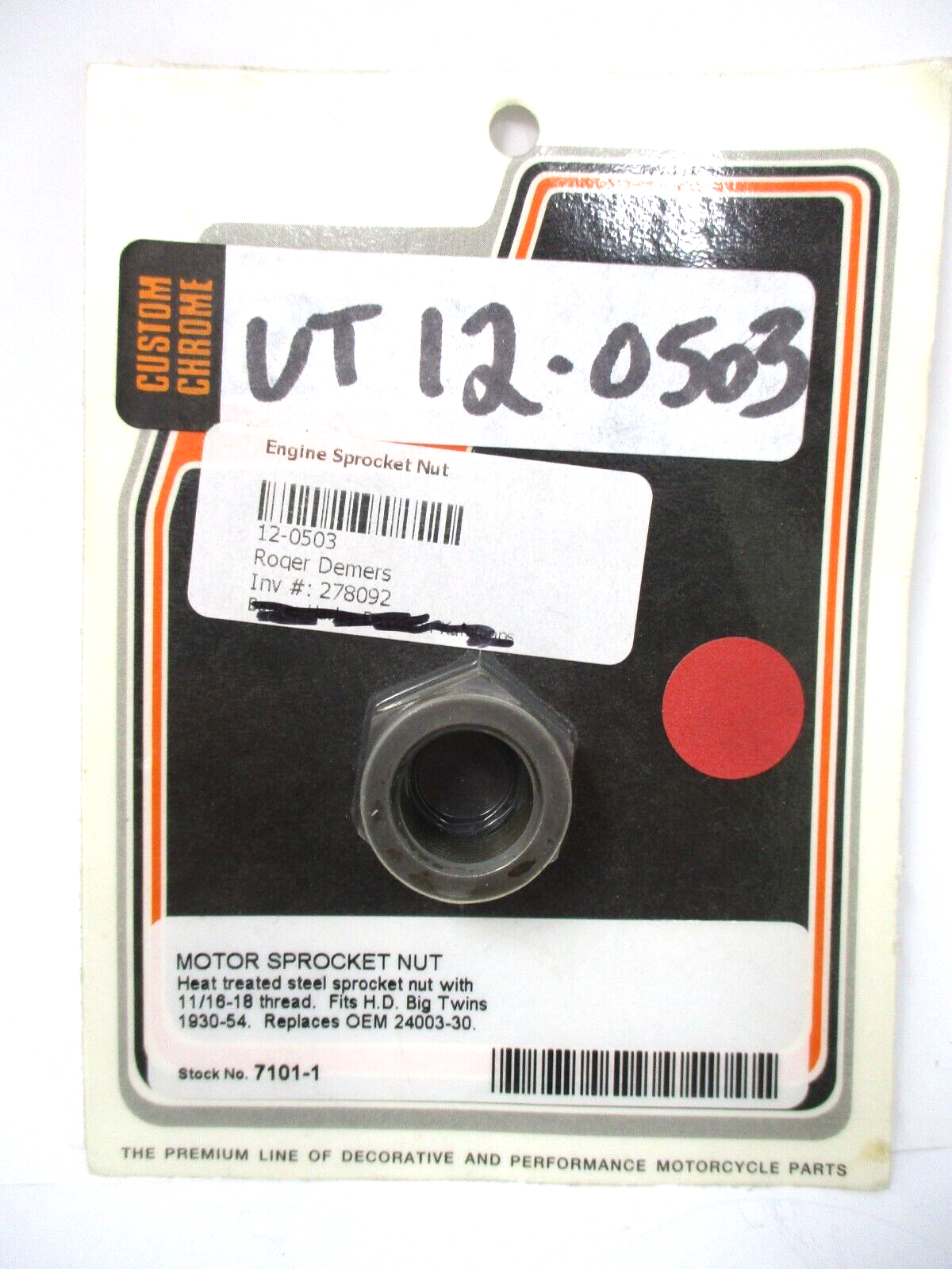 ENGINE SPROCKET SHAFT SPROCKET NUT HARLEY DAVIDSON BIG TWIN 1930-1954 24003-30