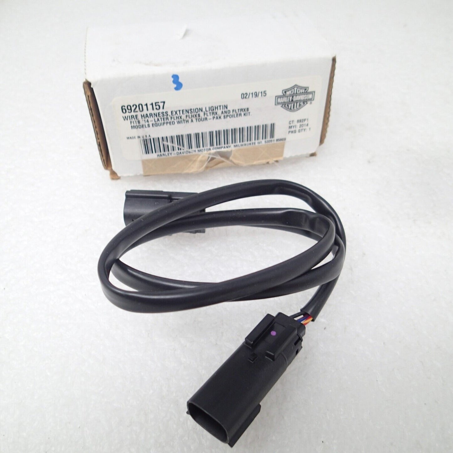 NOS Genuine Harley 2014 Up Tour Pak Spoiler LED Light Wiring Harness 69201157