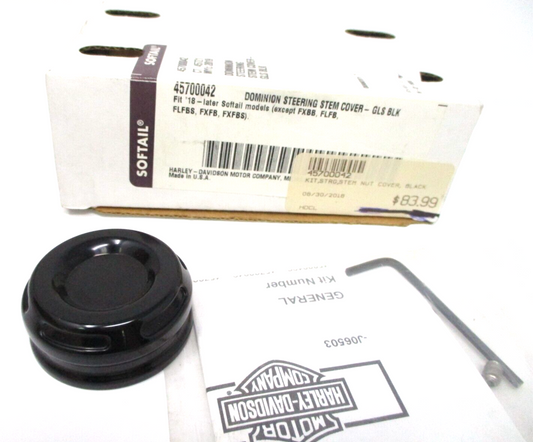 GENUINE HARLEY DAVIDSON DOMINION STEERING STEM COVER - GLOSS BLK 45700042