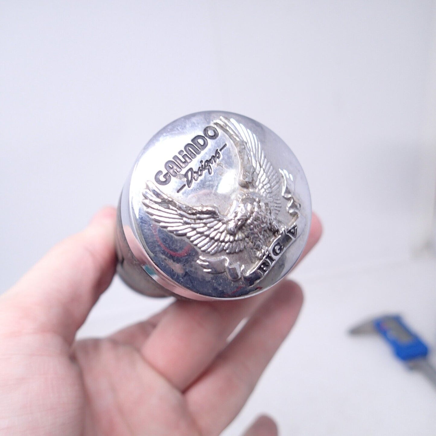 Vtg  GALINDO DESIGNS Hand Grips 1" Rubber Chrome Chopper USA Made ONE SINGLE!